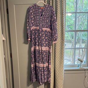 OLIPHANT Cinched Pintuck Maxi in Versailles Navy Size L
